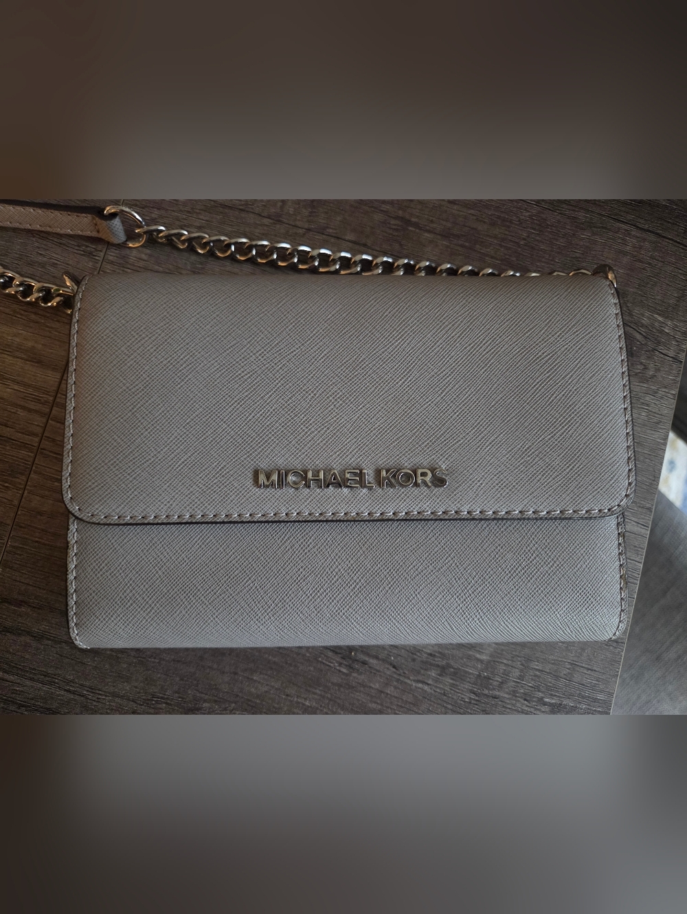 Michael Kors Leather Shoulder Bag with Silver Chain